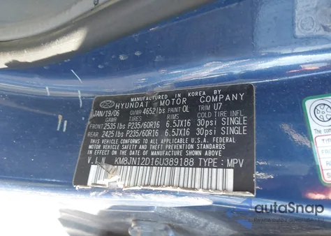 2006 Hyundai Tucson Gls/Limited from USA, damaged, VIN KM8JN12D16U389188